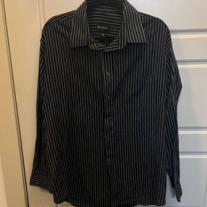 Emanuel Ungaro men’s Sz 17.5 black & white striped long-sleeve button-down shirt